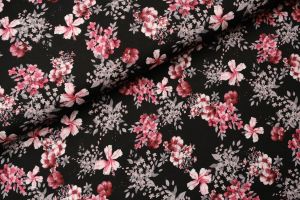 Sienna Flower Viscose Zwart - Laatste Stuk 1 M