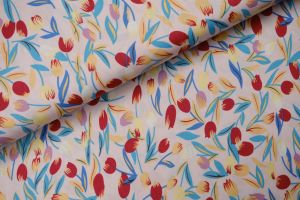 Bonny Flower Viscose Roze - Laatste Stuk 1,45M