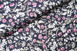 Donna Flower Viscose Navy