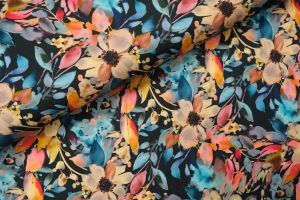 Leaf Flower Viscose Navy