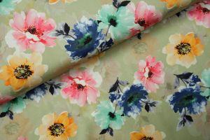Soft Flower Viscose Groen